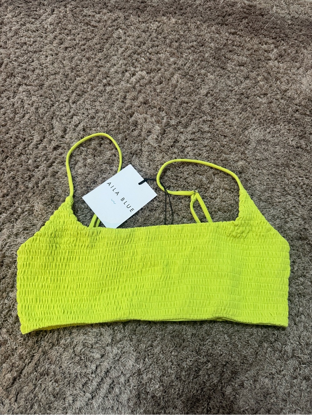 Aila blue green glow eco rib swimsuit top